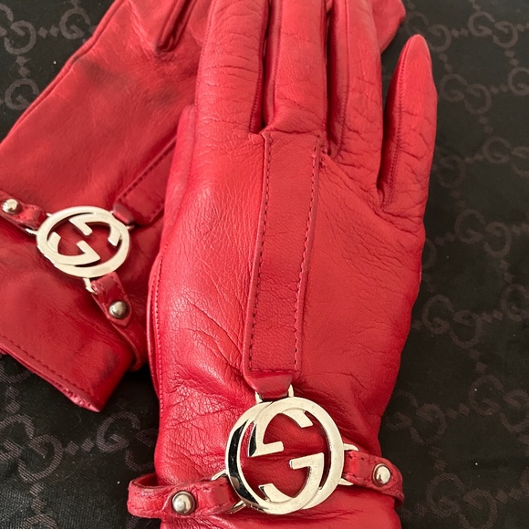 Gucci Accessories Vintage Gucci Red Leather Gloves Poshmark